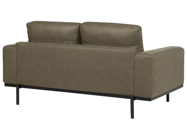 Sofa grøn 2-personers polstret stof med metalben aftagelige hyndebetræk moderne stil