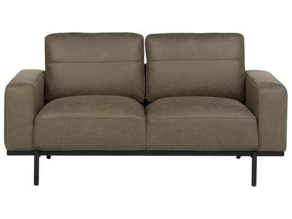 Sofa grøn 2-personers polstret stof med metalben aftagelige hyndebetræk moderne stil