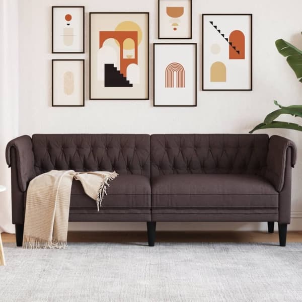 vidaXL 3-personers Chesterfield-sofa stof mørkebrun
