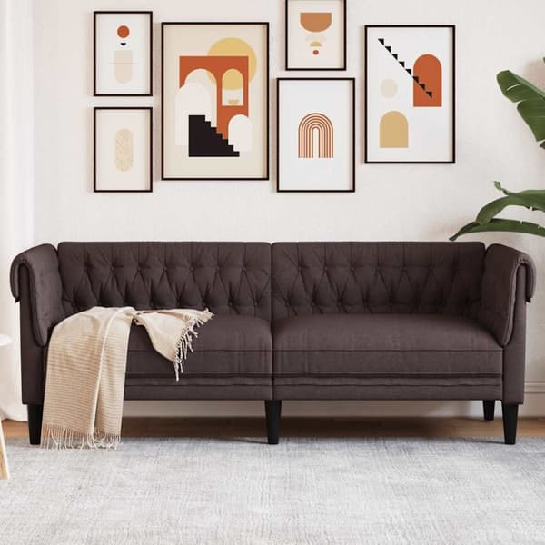 vidaXL 3-personers Chesterfield-sofa stof mørkebrun