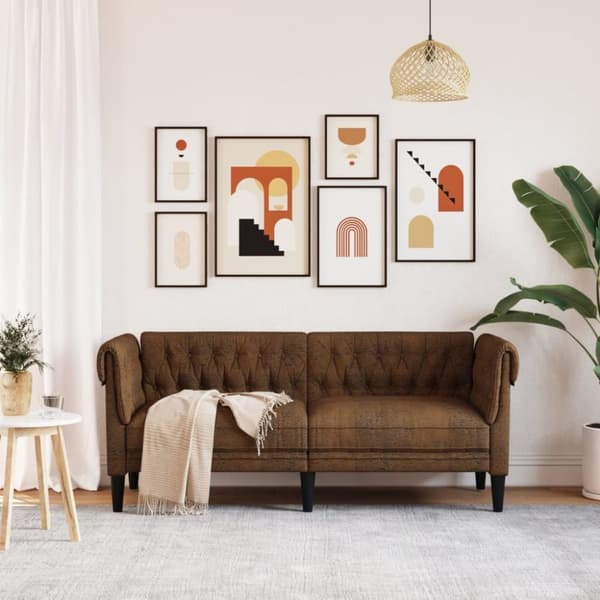 vidaXL 2-personers Chesterfield-sofa stof brun