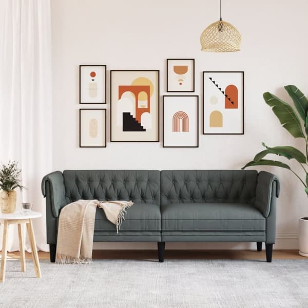 vidaXL 3-personers Chesterfield-sofa stof mørkegrå