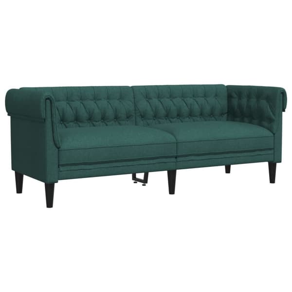 vidaXL 3-personers Chesterfield-sofa stof mørkegrøn