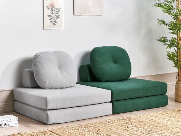 Bäddsoffa Grön Tygklädsel Enkelsoffa Utfällbar Divan Dagbädd med Dyna Modern Design Sovrum Vardagsrum