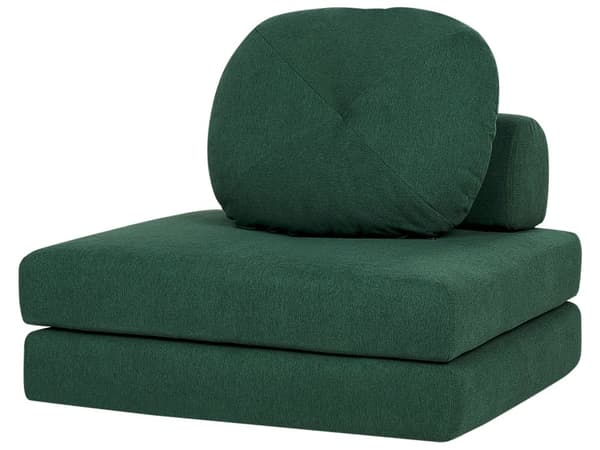 Bäddsoffa Grön Tygklädsel Enkelsoffa Utfällbar Divan Dagbädd med Dyna Modern Design Sovrum Vardagsrum