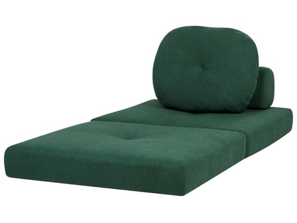 Bäddsoffa Grön Tygklädsel Enkelsoffa Utfällbar Divan Dagbädd med Dyna Modern Design Sovrum Vardagsrum