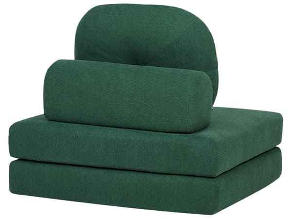 Bäddsoffa Grön Tygklädsel Enkelsoffa Utfällbar Divan Dagbädd med Dyna Modern Design Sovrum Vardagsrum