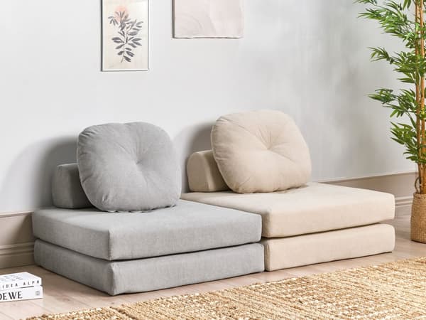 Bäddsoffa Ljusgrå Tygklädsel Enkelsoffa Utfällbar Divan Dagbädd med Dyna Modern Design Sovrum Vardagsrum