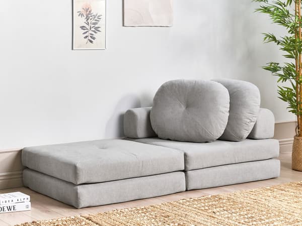 Bäddsoffa Ljusgrå Tygklädsel Enkelsoffa Utfällbar Divan Dagbädd med Dyna Modern Design Sovrum Vardagsrum