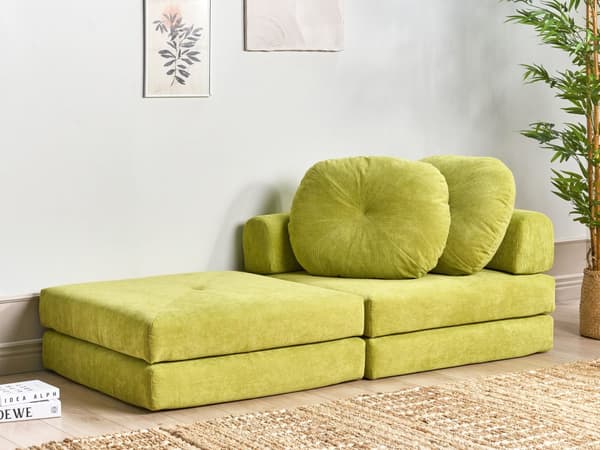 Sovesofa lysegrøn stofbetræk 1-sæders aftagelig top aftagelig pyntepude moderne stil