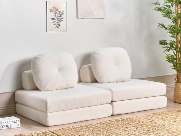 Sovesofa hvid stofbetræk 1-sæders aftagelig top aftagelig pyntepude moderne stil