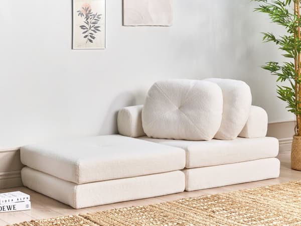 Sovesofa hvid stofbetræk 1-sæders aftagelig top aftagelig pyntepude moderne stil