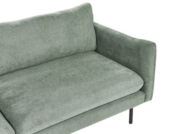 Kulmasohva vaaleanvihreä neljälle kangasverhoilu alumiinijalat pehmusteet moderni retro