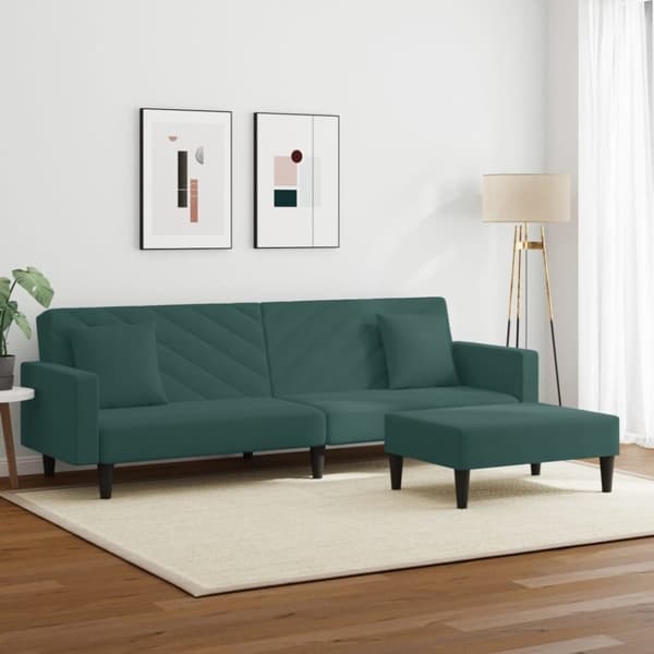 vidaXL sofasæt 2 dele med puder velour mørkegrøn