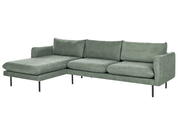Hjørnesofa Grønn Stoff Svarte ben Moderne Retro stil Sofa