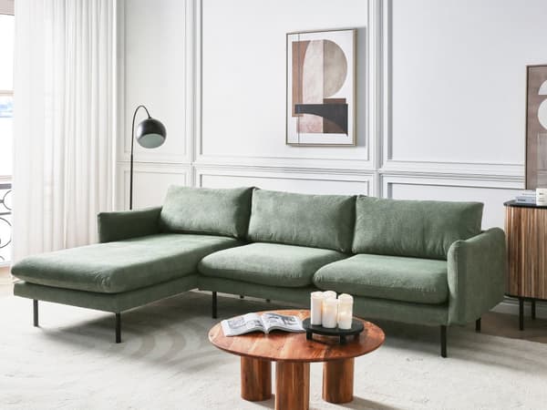Hjørnesofa Grønn Stoff Svarte ben Moderne Retro stil Sofa
