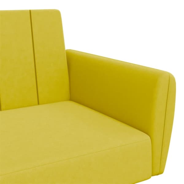 vidaXL Bäddsoffa 2-sits med fotpall gul sammet