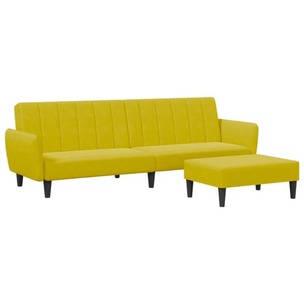 vidaXL Bäddsoffa 2-sits med fotpall gul sammet