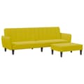 Miniatyrbillede 1 af 11: vidaXL 2-personers sovesofa med fodskammel velour gul