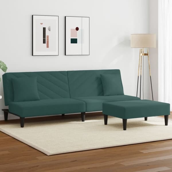 vidaXL sofasæt 2 dele med puder velour mørkegrøn