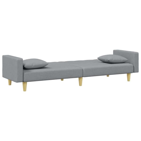 vidaXL Bäddsoffa 2-sits med kuddar och fotpall ljusgrå tyg