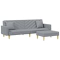 Miniatyrbillede 1 af 11: vidaXL 2-personers sovesofa med puder og fodskammel stof lysegrå