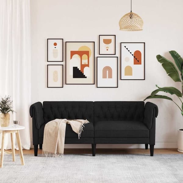 vidaXL 2-personers Chesterfield-sofa stof sort
