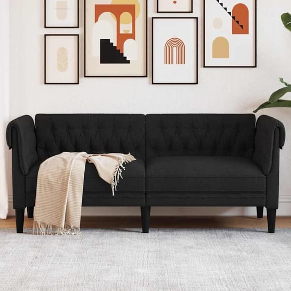 vidaXL 2-personers Chesterfield-sofa stof sort
