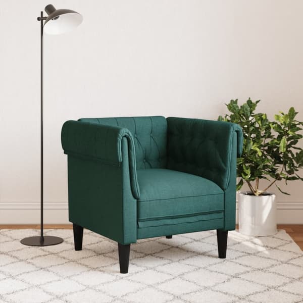 vidaXL Chesterfield-sofastol stof mørkegrøn
