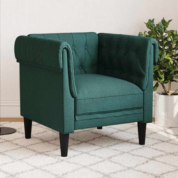 vidaXL Chesterfield-sofastol stof mørkegrøn