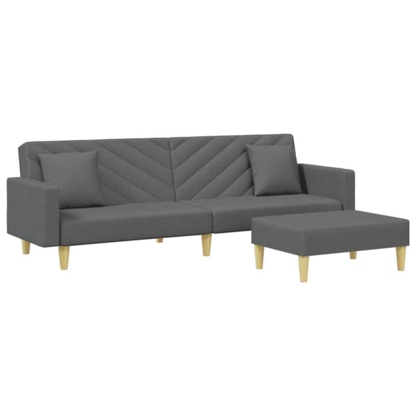 vidaXL 2-personers sovesofa med puder og fodskammel stof mørkegrå