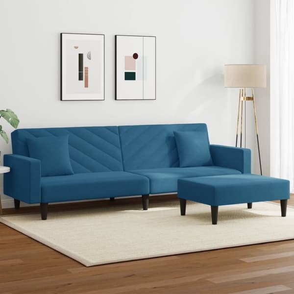 vidaXL sofasæt 2 dele med puder velour blå