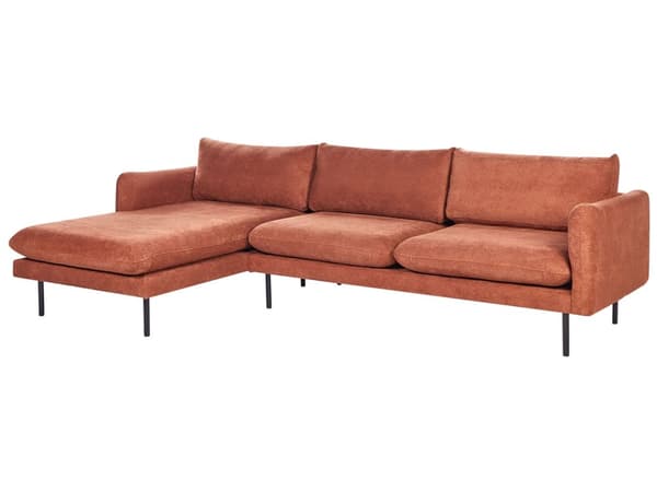 Hjørnesofa Gyllenbrun Stoff med Svarte ben Moderne Retro stil
