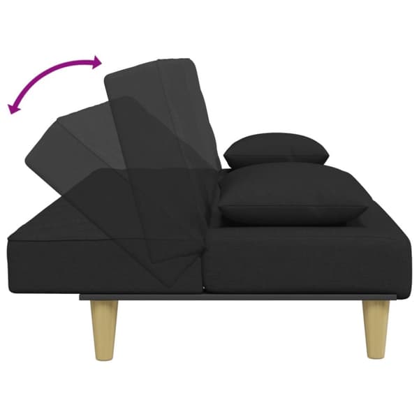 vidaXL 2-personers sovesofa med puder og fodskammel stof sort