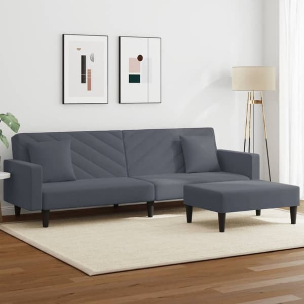 vidaXL sofasæt 2 dele med puder velour mørkegrå