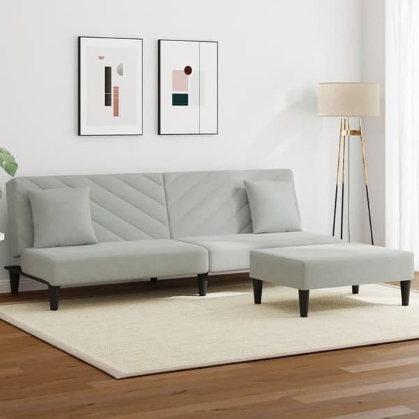 vidaXL sofasæt 2 dele med puder velour lysegrå