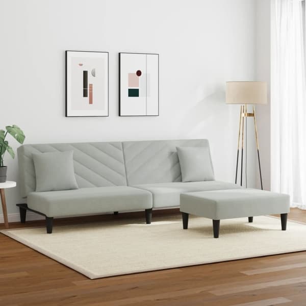vidaXL sofasæt 2 dele med puder velour lysegrå