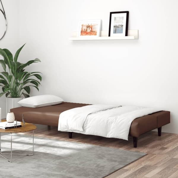 vidaXL Bäddsoffa 2-sits brun konstläder