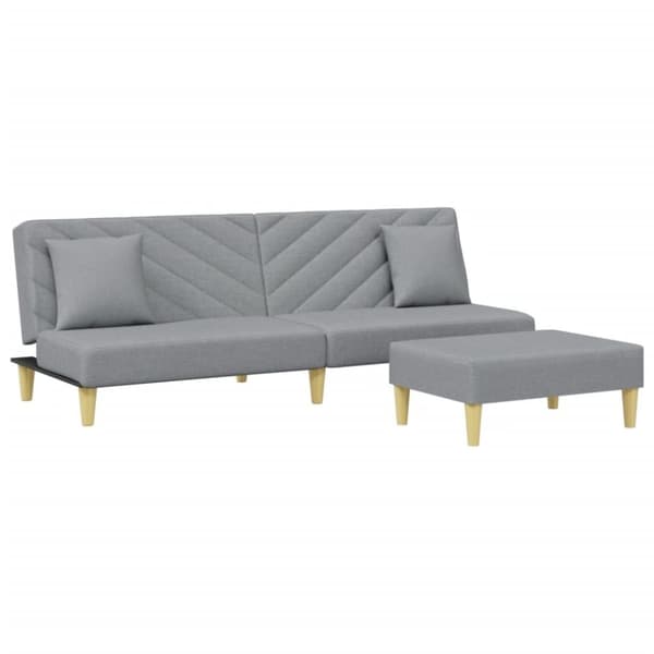 vidaXL 2-personers sovesofa med puder og fodskammel stof lysegrå