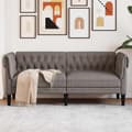 Miniatyrbillede 2 af 11: vidaXL 2-personers Chesterfield-sofa stof gråbrun