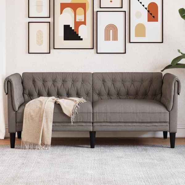 vidaXL 2-personers Chesterfield-sofa stof gråbrun