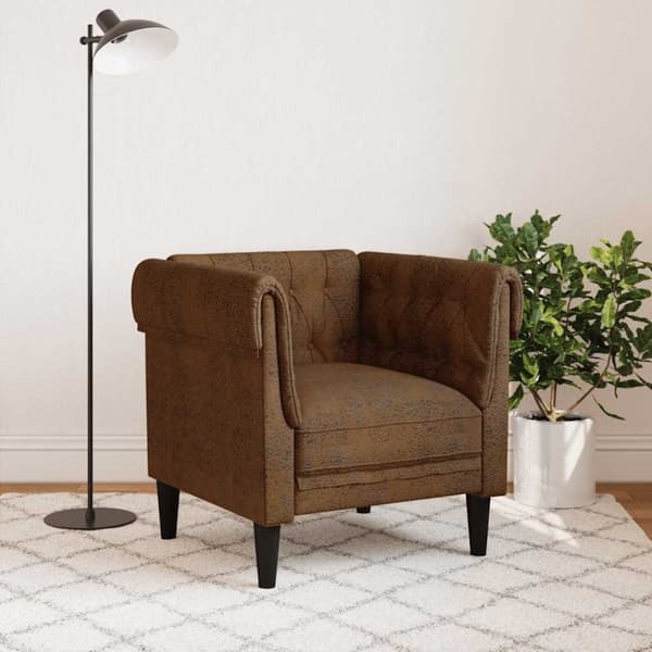 vidaXL Chesterfield-sofastol stof brun