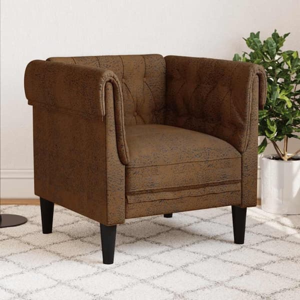 vidaXL Chesterfield-sofastol stof brun