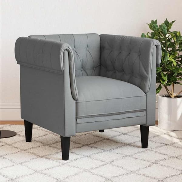 vidaXL Chesterfield-sofastol stof lysegrå