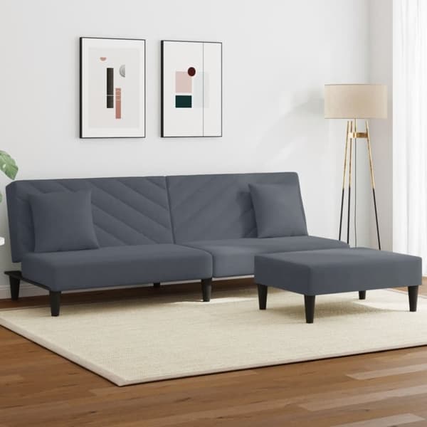 vidaXL sofasæt 2 dele med puder velour mørkegrå