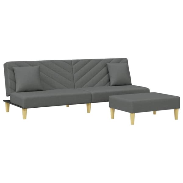 vidaXL 2-personers sovesofa med puder og fodskammel stof mørkegrå