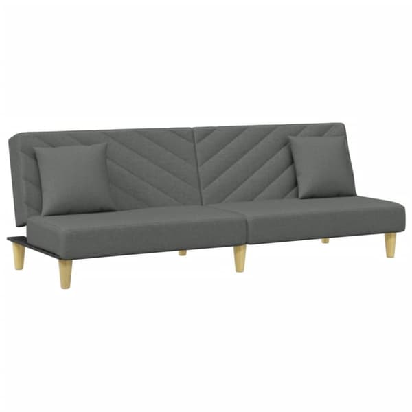 vidaXL Bäddsoffa 2-sits med kuddar och fotpall mörkgrå tyg