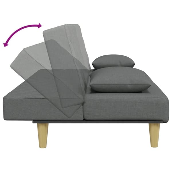 vidaXL Bäddsoffa 2-sits med kuddar och fotpall mörkgrå tyg