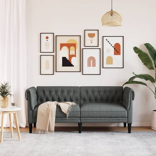 vidaXL 2-personers Chesterfield-sofa stof mørkegrå