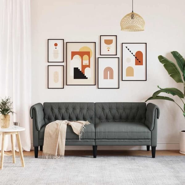 vidaXL 2-personers Chesterfield-sofa stof mørkegrå